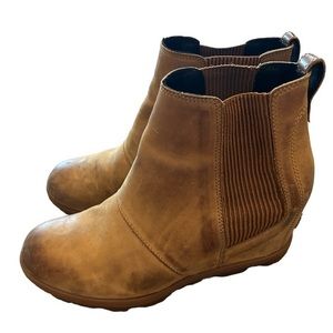 Sorel Women's Joan of Arctic II US 9.5 Tan Leather Waterproof Wedge Chelsea Boot